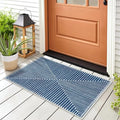 GLN Rugs Contemporary Collection - Machine Washable Area Rug, Contemporary Washable, Non Slip, Low Pile Chenille Rug, Living Room, Bedroom, Kitchen Rug (2' x 3' Lines Blue)