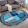 Blue Grey Black Greek Key Pattern Bordered Design Large Carpet for Living Room Bedroom Dining Room Soft Non Slip Low Pile Area Rug 12x14 Farmhouse Doormats Vintage Distressed Home Office Oval Rugs