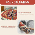 SERISSA Washable Rugs 6x9 Boho Area Rugs, Large Non-Slip Living Room Rug, Ultra Soft Vintage Oriental Tribal Farmhouse Orange Carpet for Dining Room Bedroom Dorm Office Home Decor