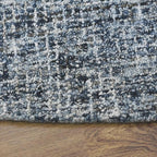 Hand Tufted Wool ECO-Friendly Area Rugs - 8'x8', Round Shape, Dark & Blue, Solid Plain Design, High Pile Thick Handmade Anti Skid Area Rugs for Living Room, Bed Room (KWC111)