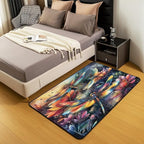 Dragonfly 5x7 Area Rug Colorful Flowers Living Room Rug | Watercolor Beetles Rugs for Bedroom, Dreamy Rustic Aesthetic Animal Carpet Indoor Floor Mat
