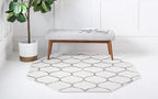 Rugs.com Lattice Frieze Collection Rug – 7' 10 Octagon Ivory Medium Rug Perfect for Living Rooms, Kitchens, Entryways