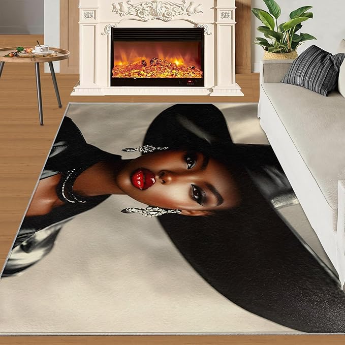 3x6 Fashionable Woman Bedroom Rug Under Bed - Modern Woman Kids Room Rugs, Sexy Girl Bedroom Runner Rug Soft Washable for Living Room Kitchen