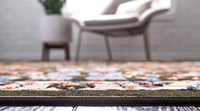 Unique Loom Espahan Collection Area Rug - Cape Cod (9'x 12' Rectangle, Green/ Black)