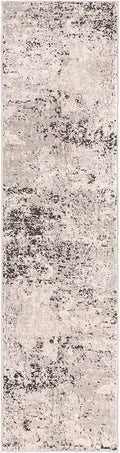 Rugs.com Leipzig Collection Rug – 8 Ft Runner Gray Low-Pile Rug Perfect for Hallways, Entryways