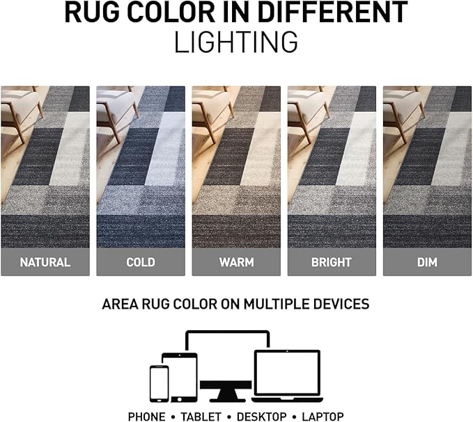 Rugshop Modern Boxes Design Non-Slip (Non-Skid) Area Rug 8 x 10 (7' 10" x 10') Gray