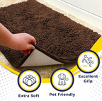 Muddy Mat® Shown on TV – Super Absorbent Microfiber Dog Door Mat for Muddy Paws, Non-Slip Washable Pet Rug, Quick Dry Chenille Entryway Carpet, Machine Washable Indoor Outdoor mat, Brown 59"x24"