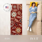Maples Rugs Reggie Floral Runner Rug - Made in USA - Washable, Non Slip Indoor Carpet for Kitchen, Hallway, and Laundry Room, 1'8 x 5, Merlot