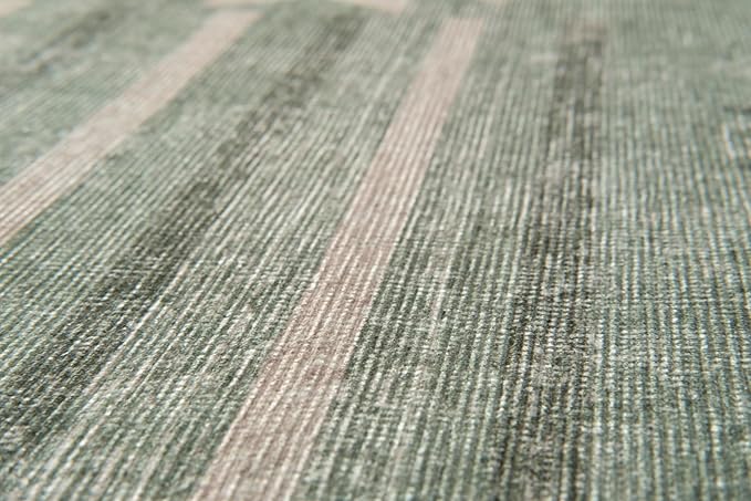 Revival Rugs Flam 10'x13' Zero-Shedding Area Rug for Living Room Bedroom - Oeko-TEX Certified, Low Pile, Spot Clean, Green