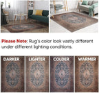 Keen Home Design 9x12 Rug - Machine Washable Area Rug with Non-Slip Backing, Ideal for Living Room, Dining Room, Bedroom - Vintage, Easy Clean, Durable, Low Pile Rug - (9' x 12')