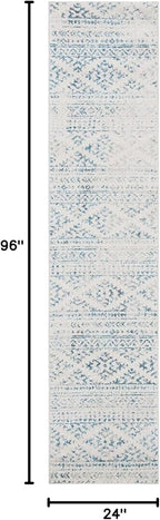 SAFAVIEH Tulum Collection Runner Rug - 2' x 8', Ivory & Turquoise, Moroccan Boho Tribal Design, Non-Shedding & Easy to Clean, Ideal for Living Room, Hallway, Foyer, Entryway, Bedroom (TUL272E)