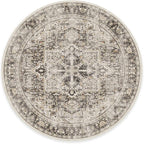 RUGGABLE Washable Vintage Area Rug – Kamran Hazel 8 ft Round, Stain-Resistant, Non-Slip – Large Machine Washable Rugs for Living Room, Bedroom, Hallway, Entryway & Office–with Standard Pad