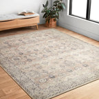 Loloi Hathaway Collection HTH-03 Java/Multi 7'-6" x 9'-6", .25" Thick Area Rug, Soft, Durable, Printed, Modern, Low Pile, Non-Shedding, Easy Clean, Living Room Rug
