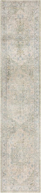 Nourison Home Astra Machine Washable Blue Green 2'2" x 8' Area Rug - Easy Clean, Non Shedding, Bed Room, Living Room, Dining Room, Kitchen (8' Runner)