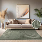 Paco Home Modern Area Rug with Curved Bow Pattern – Minimalist Design in Green, Size: 2'8" x 4'11"
