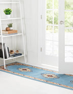 Unique Loom Reza Collection Traditional Persian Style Area Rug, Runner 3' 0" x 16' 5", Light Blue/Ivory
