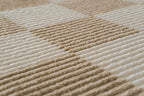 Revival Rugs Gambit 6'7"x9' Checkered Rug Washable Area Rug for Living Room Bedroom - 100% Recycled Oeko-TEX Certified, Medium Pile, Camel, Beige