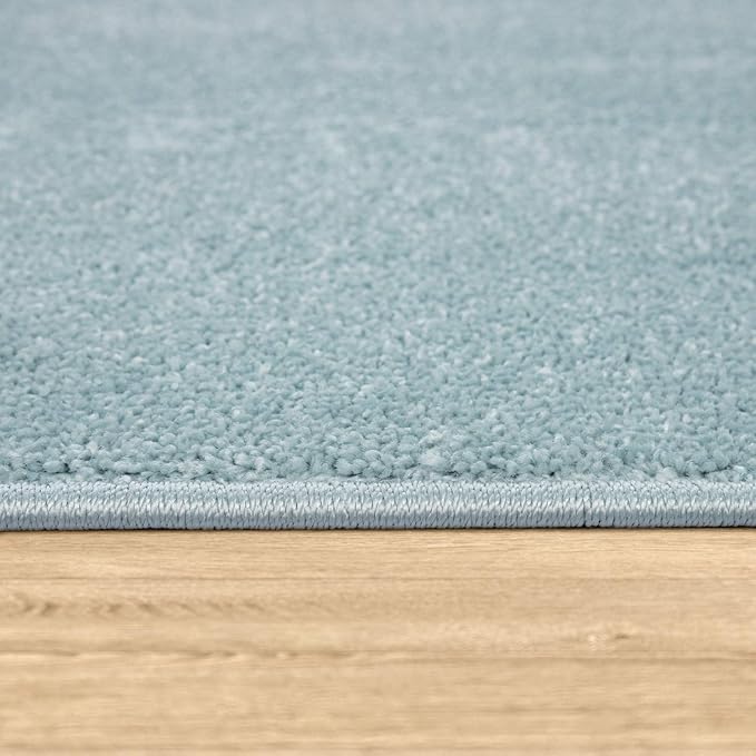 Paco Home Solid Area Rug in Light Blue Modern Plain Design, Size: 5'3" x 7'3"