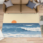 Boho Sun Area Rugs 6x9ft, Abstraction Deco Fluffie Rugs for Living Room, Minimalist Sunburst Nursery Rug with Under Rug Non Slip Tape for Bedroom Kids Room