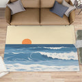 Boho Sun Runner Rugs 2x4ft, Abstraction Deco Small Entryway Mats, Minimalist Sunburst Laundry Room Rug Non Slip Durable Throw Rugs for Front Door Bedroom Bedside