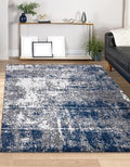 Keen Home Design Area Rugs - 6x9 Non-Shedding, Abstract Rugs for Kitchen, Living Room, Bedroom, Dining Room, Entryway - Size: 5'11" x 9'2", Navy/Grey/White