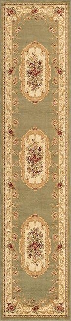 Unique Loom Versailles Collection Traditional Classic Floral Motif Area Rug (2' 7 x 12' 0 Runner, Green/Ivory)