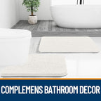 OLANLY Bathroom Rugs 36x24, Extra Soft Absorbent Chenille Bath Rugs, Rubber Backing Quick Dry, Machine Washable Bath Mats for Bathroom Floor, Tub and Shower, Home Decor Accessories, Ivory