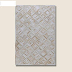 Premium Diamond Patterned Leather Area Rug - 2X3 ft - White- Luxury Non Slip Floor Accent for Dining Room, Living Room, Entryway, Elegant Collection Indoor Carpet