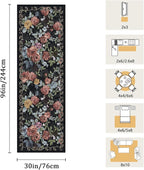2'6''x8' Machine Washable Runner Rug, Kitchen Hallway Area Rug Black Vintage Boho Floral Ultra Non-Slip Low Pile Soft Faux Wool Carpet, Kids and Pets Friendly for Bedroom Entryway Nursery Decor Rug