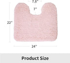 Toilet Rug 22x24 Pink Non Slip Fluffy Toilet Floor Mat U Shaped Washable Bathroom Contour Rug for Toilet Absorbent Thick Toilet Carpet
