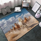 Running Horse Area Rug Washable Outdoor Rugs Anti-Slip Soft Carpet Entryway Indoor Door Mat for Bedroom,Living Room,Porch,Terrace and Entrance Decor 5'x 4'