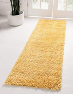 Unique Loom Davos Shag Collection Area Rug - Solid (2' 7" x 13' 1" Runner, Sun Yellow)