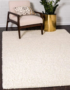 Unique Loom Solid Shag Collection Area Rug (5' 1" x 8' Rectangle Pure Ivory)