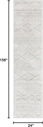 SAFAVIEH Tulum Collection Runner Rug - 2' x 13', Light Grey & Ivory, Moroccan Boho Tribal Design, Non-Shedding & Easy to Clean, Ideal for Living Room, Hallway, Foyer, Bedroom (TUL272F)