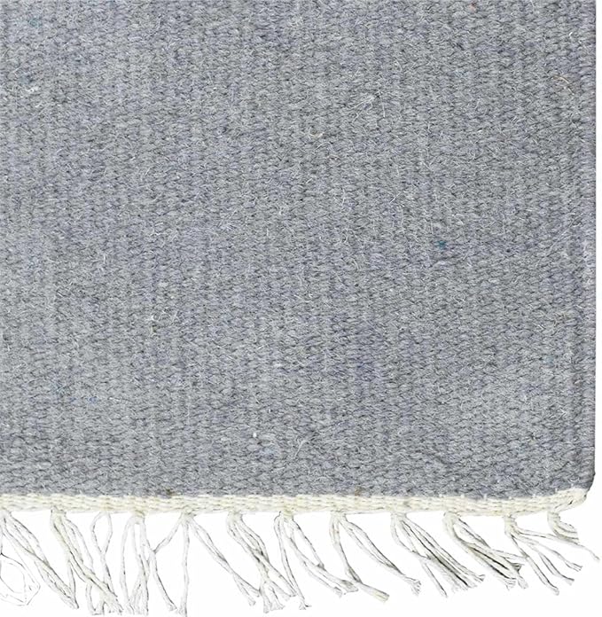 Rugsotic Carpets Hand Woven Flat Weave Kilim Wool ECO-Friendly Area Rugs - 4'x6', Rectangle Shape, Light Silver Color, Solid Plain Design, Low Pile Handmade Rugs for Living Room (D00111)