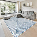 GLN Rugs Contemporary Collection - Machine Washable Area Rug, Contemporary Washable, Non Slip, Low Pile Chenille Rug, Living Room, Bedroom, Kitchen Rug (8' x 10' Blue Ivory)