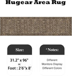 HUGEAR 2'6''x8 Runner Rug Machine Washable Brown Hallway Area Rug Indoor Accent Rugs Floral Low Pile Carpet Soft Throw Rugs Bedroom Living Room Office Dining Kitchen Laundry Non Slip