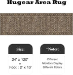 HUGEAR 2x10 Runner Rug Machine Washable Brown Hallway Area Rug Indoor Accent Rug Floral Low Pile Carpet Soft Throw Rug Bedroom Living Room Office Dining Room Kitchen Laundry Room Non Slip