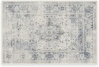 RUGGABLE Washable Vintage Area Rug – Sarrah Blue Quartz 2x3, Stain-Resistant, Non-Slip – Small Machine Washable Rugs for Living Room, Bedroom, Hallway, Entryway & Bathroom–with Cushioned Pad