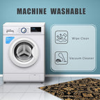 Black Gold Baroque Rug, Washable 5x6 Rug for Living Room, Floral Geometric Patterned Indoor Carpet, Black Gold Baroque Decor for Home, Bedroom, Soft Non Slip Thin Design FER67