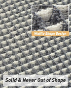 Upgraded Waffle Bath Mat, Super Absorbent Non Slip Bath Mats for Bathroom Floor, Machine Washable Bathroom Rugs with Tassels, Rubber Backed Bathroom Mats, Ultra Soft, 17" x 24",DarkGrey & Cream