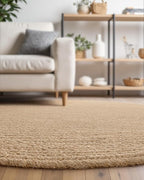 DEXI Round Jute Rug Natural Fiber 4x4, Braided Woven Area Rugs No Shed, Soft Neutral Rustic Carpet Mat for Indoor Outdoor Patio Dining Living Room Bedroom Farmhouse, 4ft, Beige