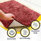 Muddy Mat® | Super Absorbent Door Mat Indoor, Microfiber Quick Dry Chenille Entryway Rug, Non-Slip Front Door Mat, Indoor Mats for Entryway, Machine Washable Pet Rug, Red 24"x36"