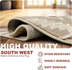 YHSF South West Native American Rug Ritz – Native Tribal American Indian Inspired Rug - Living Room, Bedroom, Hallway, Entryway & High-Traffic Area Rugs - Washable - Soft - Mocha, 2 Feet x 7 Feet