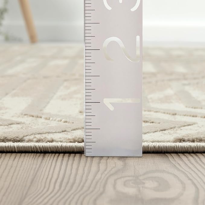 Abani Terra Cream 2' x 3' Area Rug for Living Room, Bedroom - Geometric Lines Pattern - Durable & Easy to Clean
