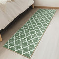 Area Rug 2x6, Moroccan Trellis Print Carpet, Machine Washable Non-Slip Rugs for Living Room, Bedroom, Dining Room & Entryway, Green
