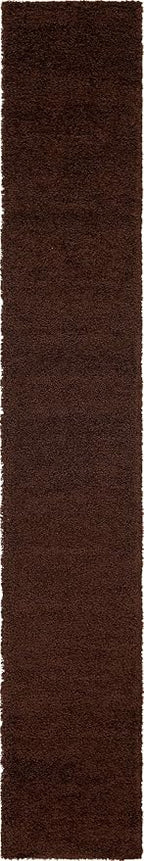 Unique Loom Solid Shag Collection Area Rug (2' 6" x 16' 5" Runner, Chocolate Brown)