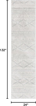 SAFAVIEH Tulum Collection Runner Rug - 2' x 11', Light Grey & Ivory, Moroccan Boho Tribal Design, Non-Shedding & Easy to Clean, Ideal for Living Room, Hallway, Foyer, Entryway, Bedroom (TUL272F)