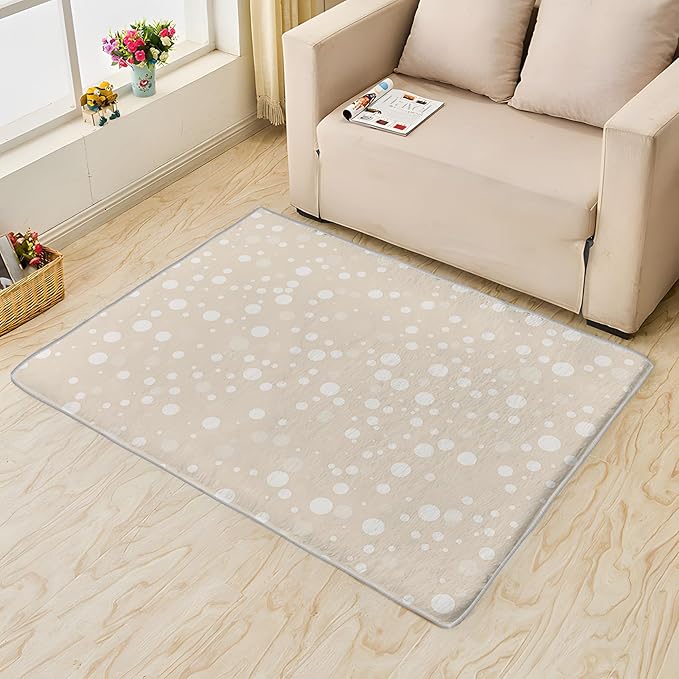 Beige Rug, 3x4 Rug, Bubble Print Rugs for Living Room Bedroom Dining, Minimalist Small Area Rug, Washable Rug Non Slip Soft Indoor Carpet, Kids and Pets Friendly, Beige Home & Room Decor