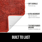 GORILLA GRIP Bath Rug Mat 44x26, Soft Absorbent Chenille, Quick Dry Microfiber Mats, Rubber Backing Washable Shower Floor Rugs, Bathmat Runner, US Designed Bathroom Home Accessories Sunset Orange
